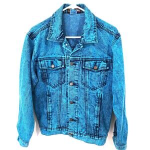 29 Nyc Broadway Size Small Womens 90's Turquoise Acid Wash Denim Jean Jacket
